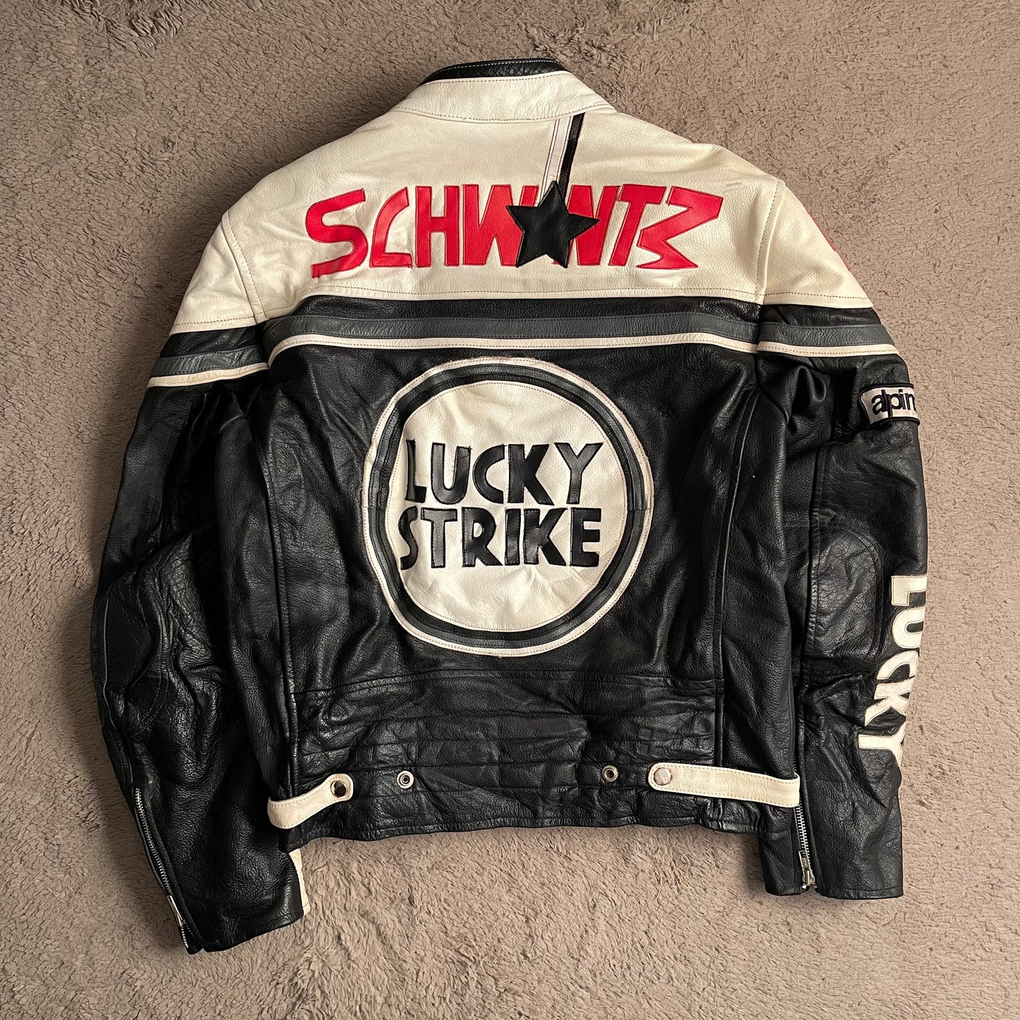 Vintage 90's Lucky Strike Genuine Leather Racing Jacket (L)