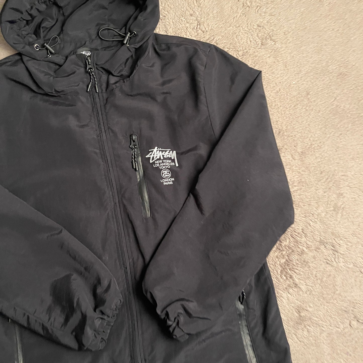 00s Stussy Worldtour Windbreaker Hoodie Jacket (M-L)