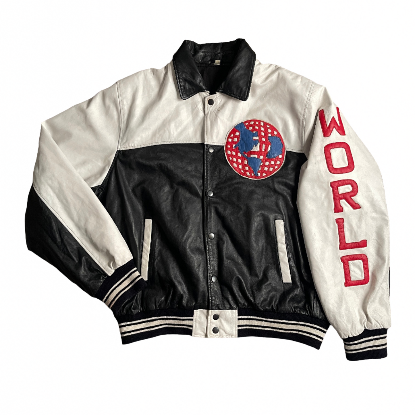 Vintage "World" National Flags Leather Jacket (XL-2XL)