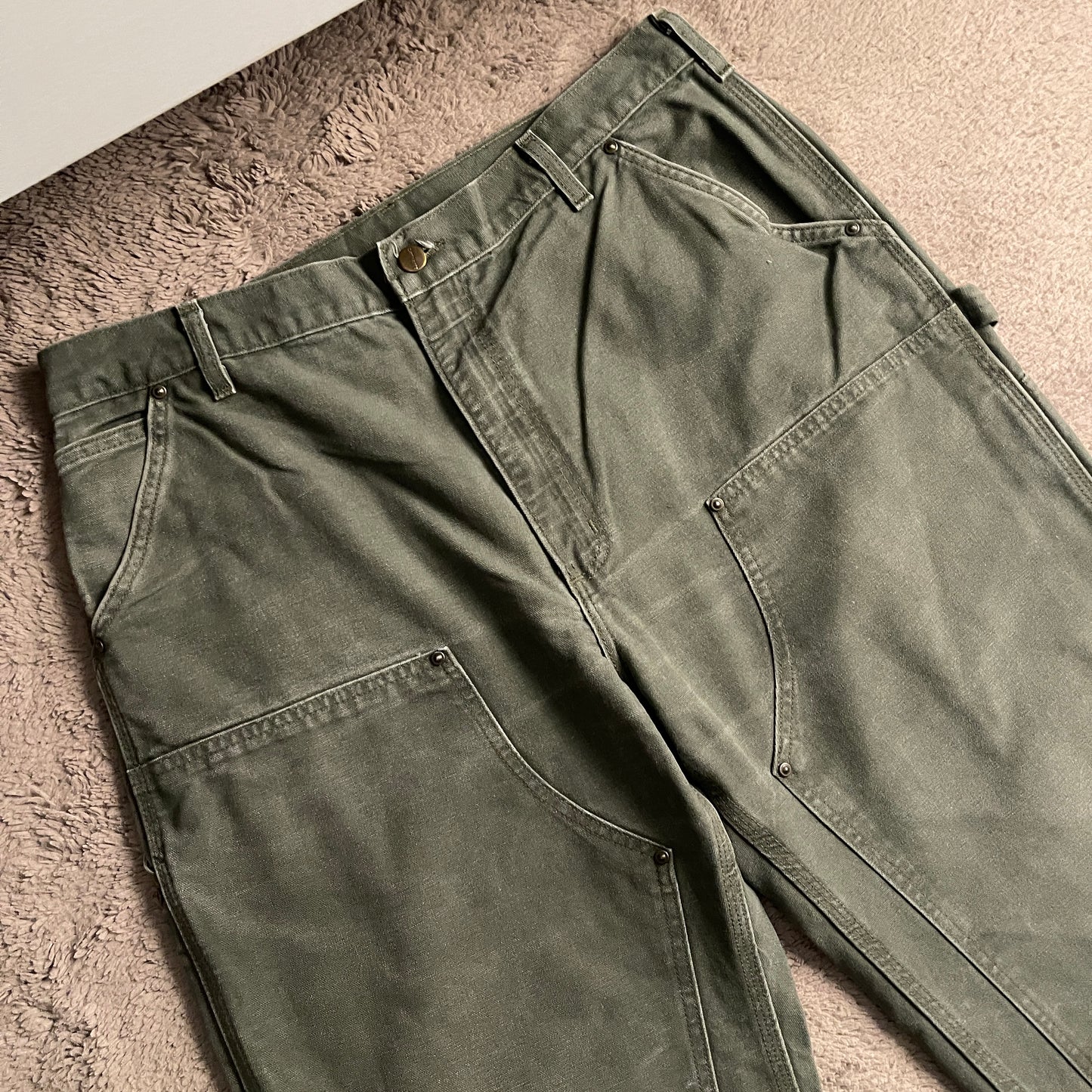 Green Carhartt Double Front Knee Pants (W35xL44)