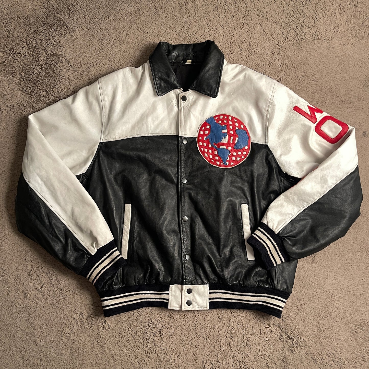 Vintage "World" National Flags Leather Jacket (XL-2XL)