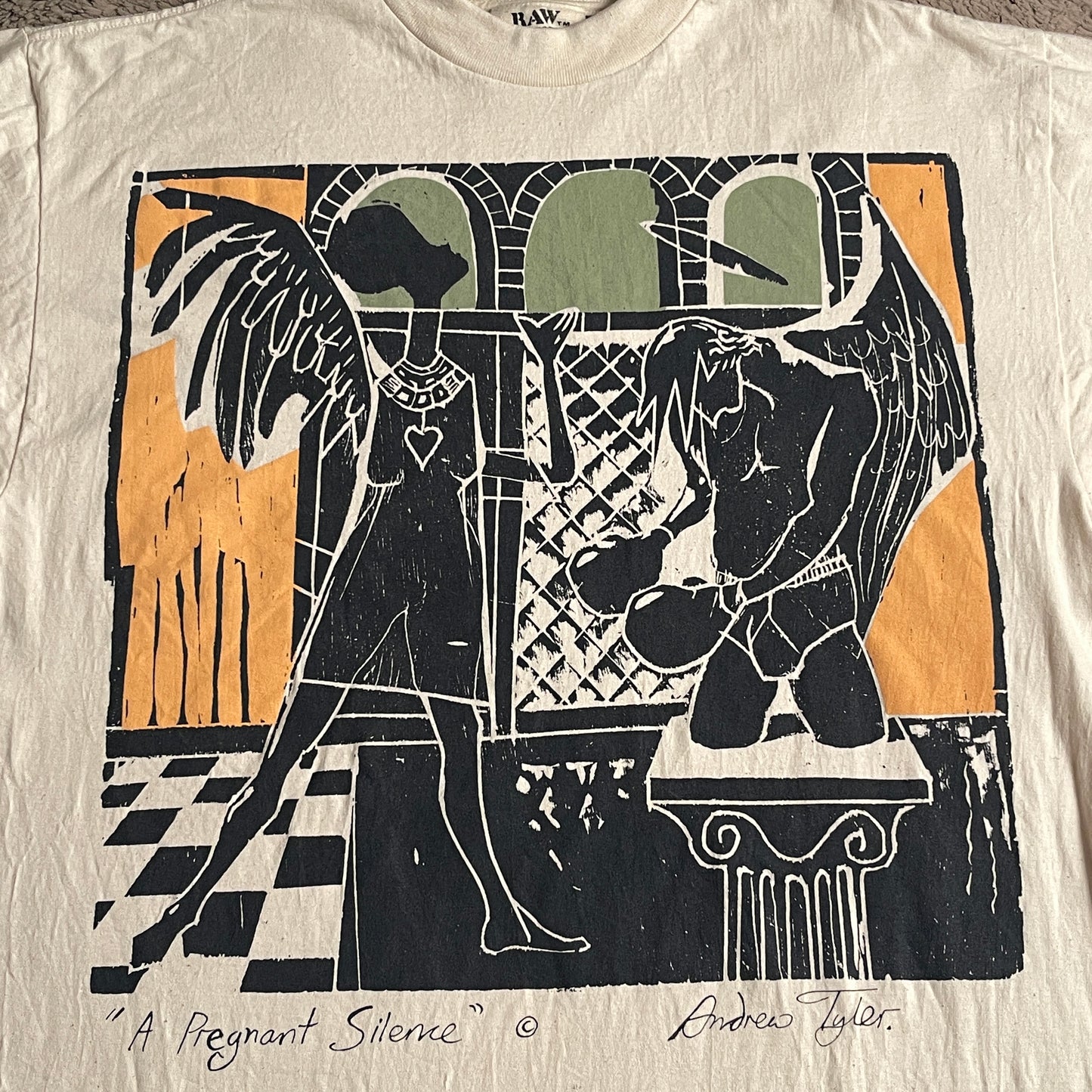 RAW "A Pregnant Silence" By Andrew Tyler Art Tee (L-XL)