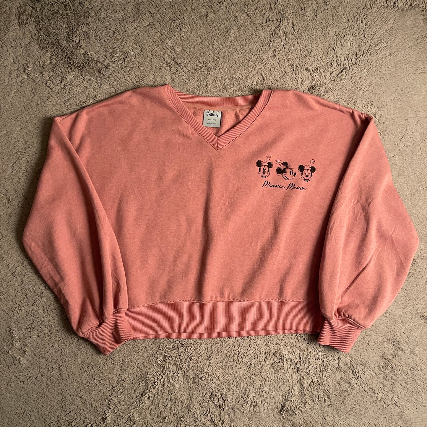 WMNS Disney Minnie Mouse Dusty Pink Crop Crewneck (L)