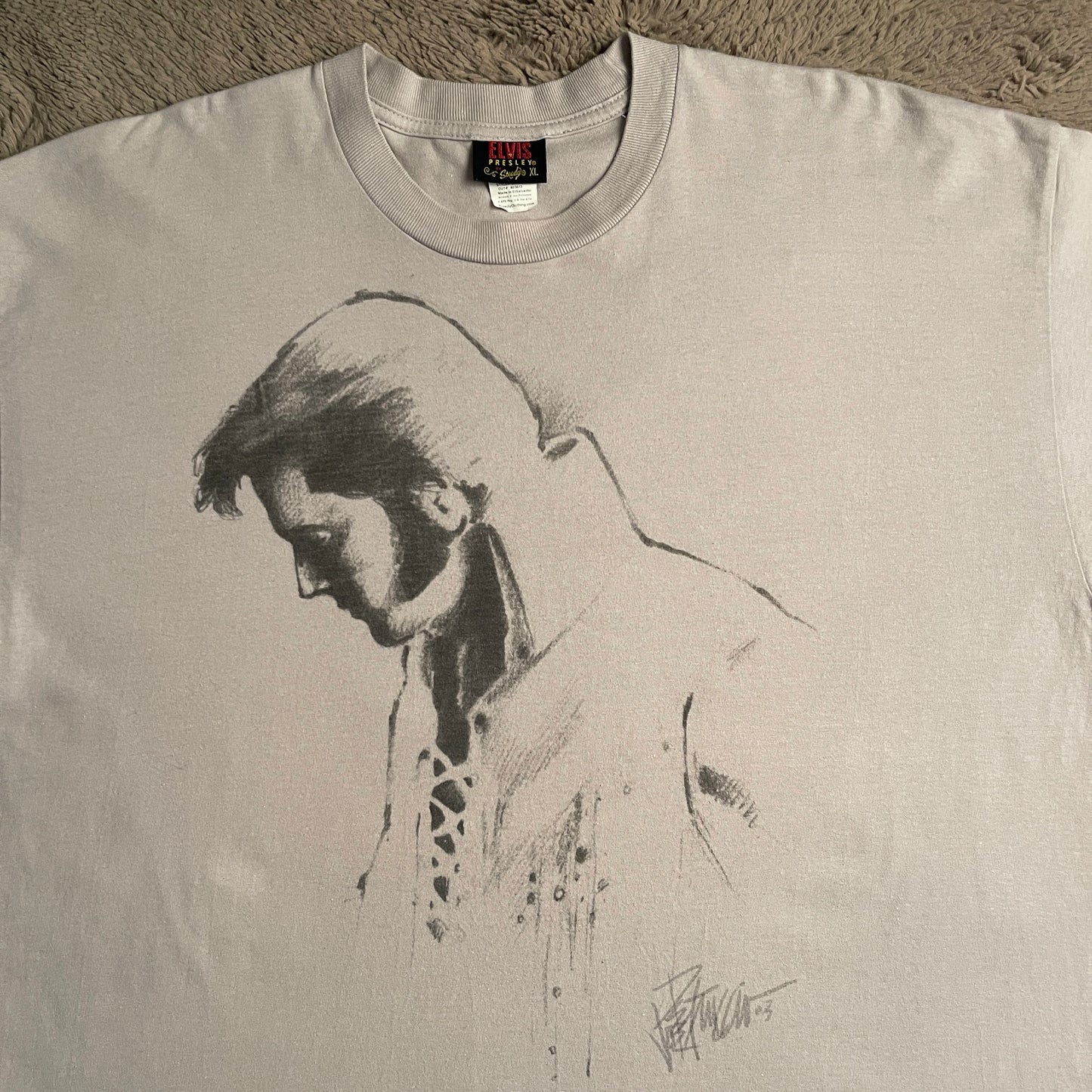 Elvis Presley Charcoal Portrait Tee (2XL)