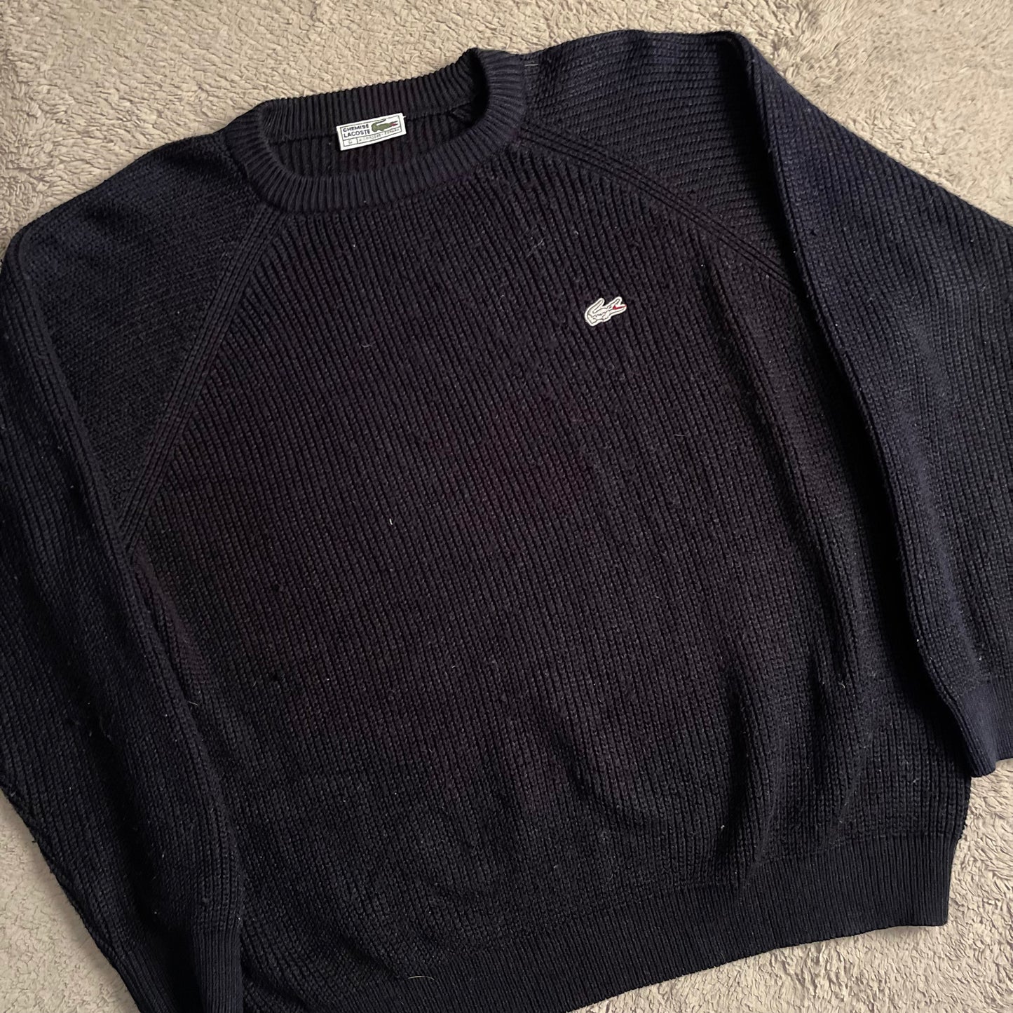 Lacoste Black Knitted Crewneck (XL)