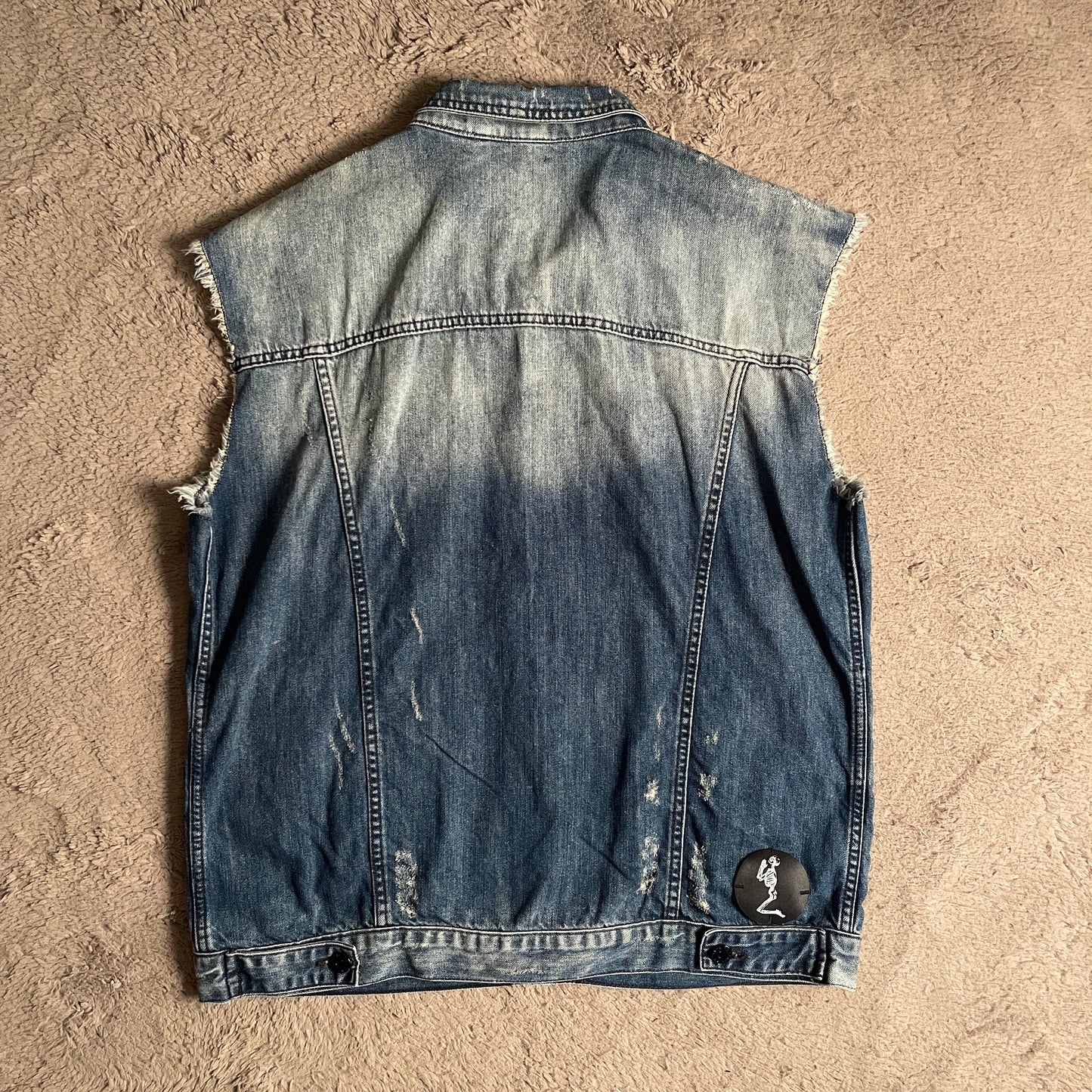 Religion Ripped Denim Vest (L)
