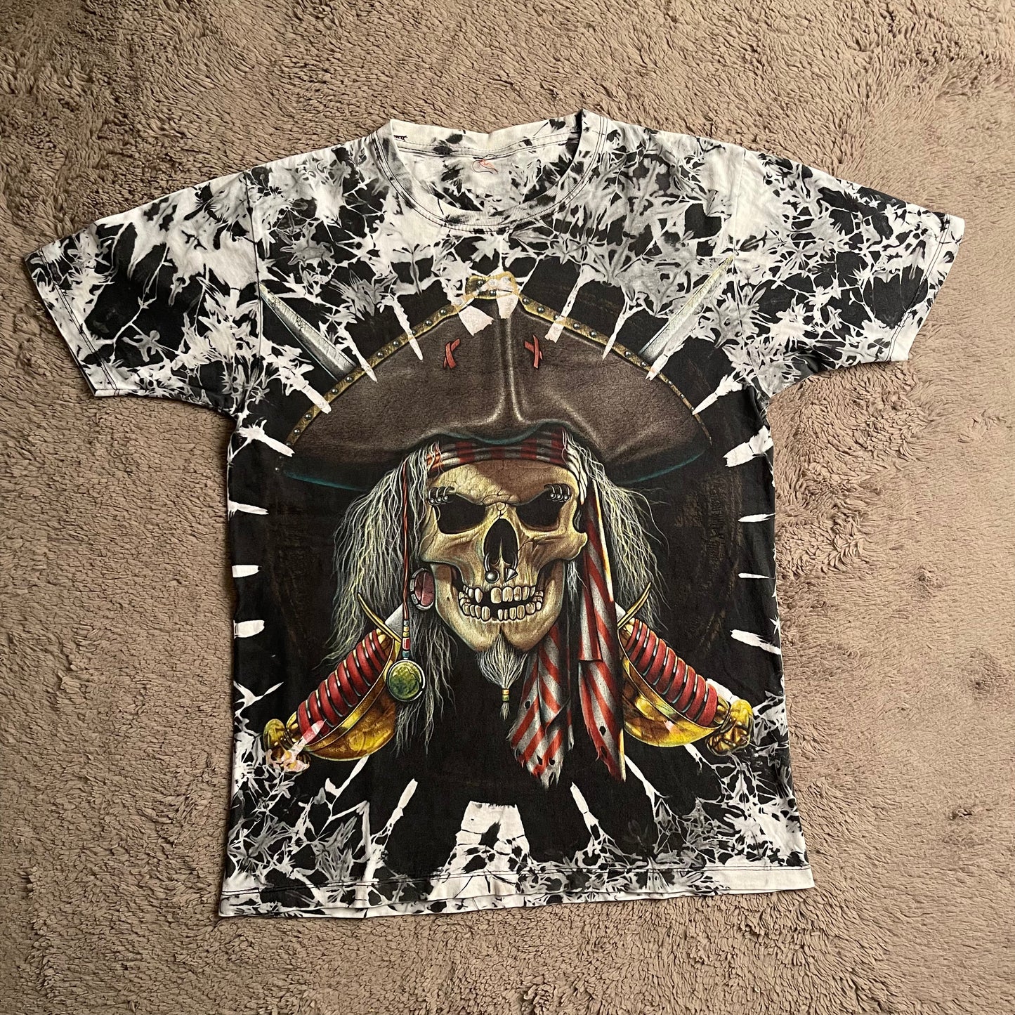 AOP Tie-dye Skull Print Tee (L)