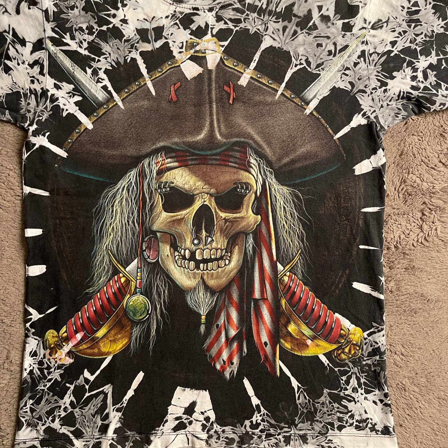 AOP Tie-dye Skull Print Tee (L)