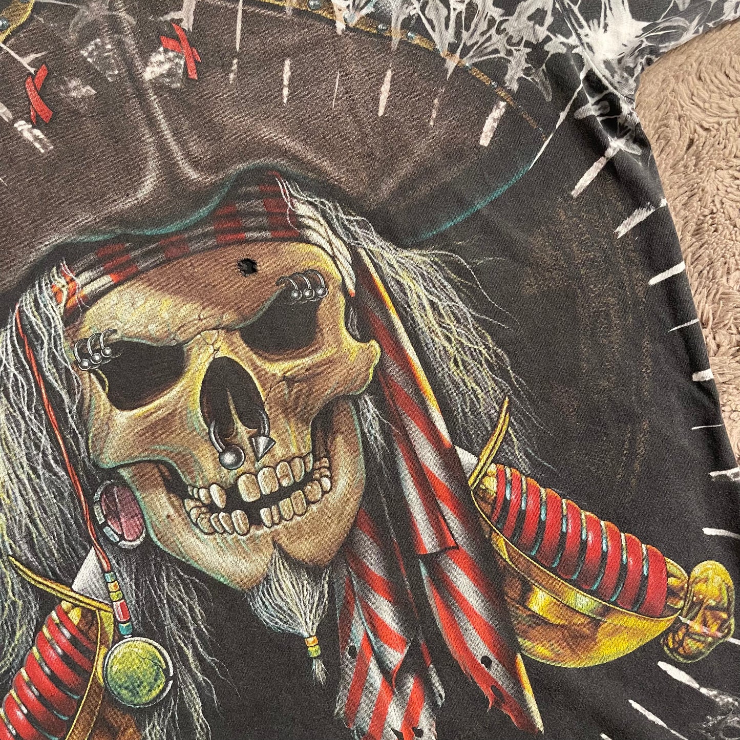 AOP Tie-dye Skull Print Tee (L)