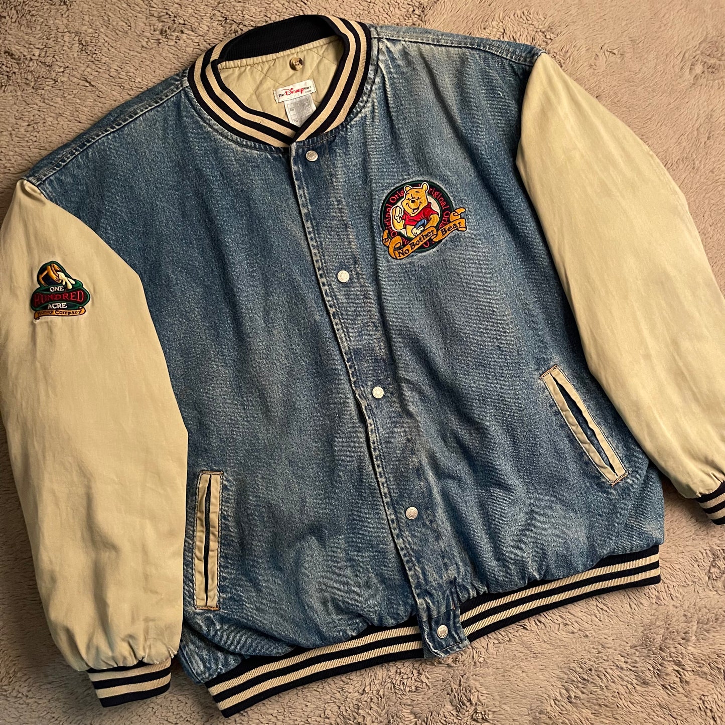 Vintage Winnie the Pooh Varsity Denim Jacket (XL)