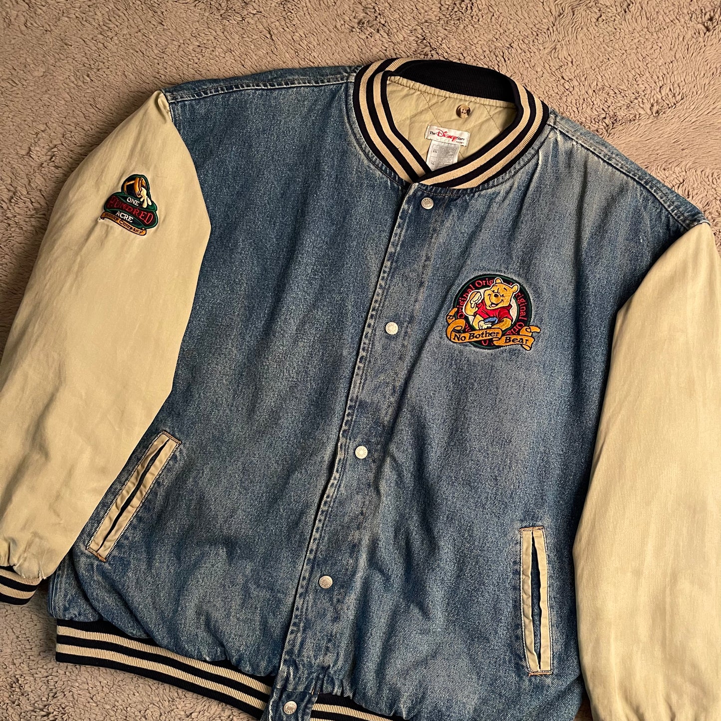 Vintage Winnie the Pooh Varsity Denim Jacket (XL)