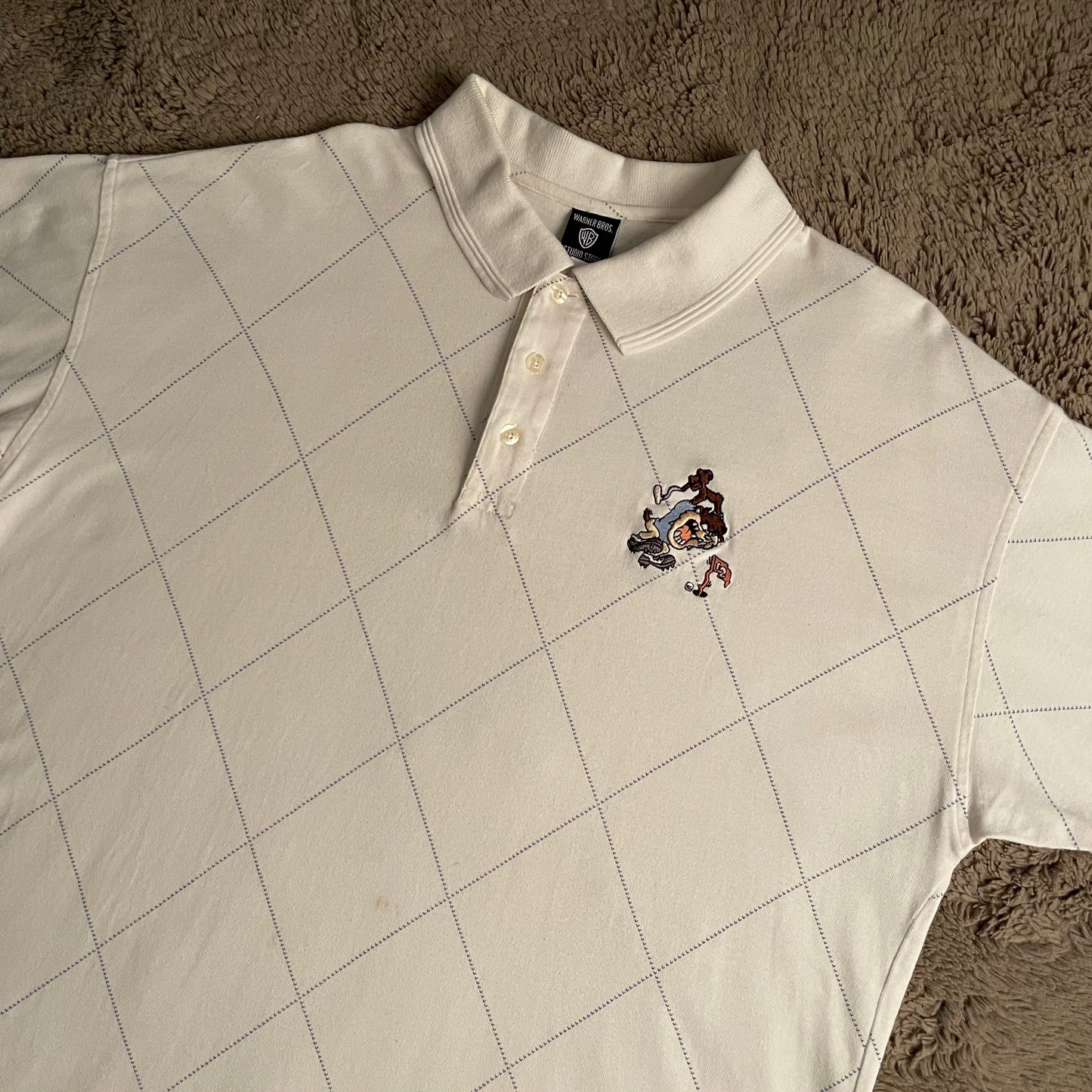 90s Looney Tunes Taz Vintage Argyle Polo (L)