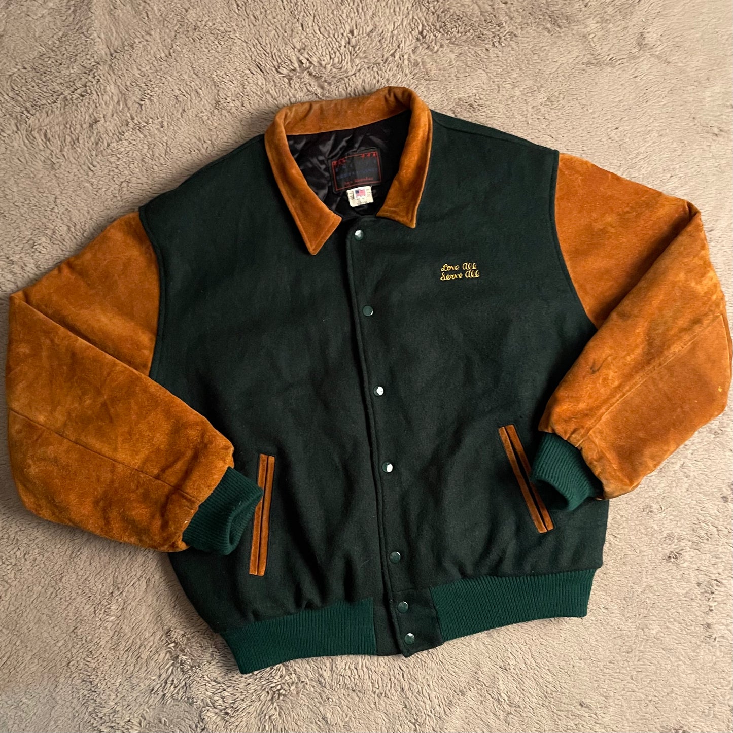 Vintage Hard Rock Suede Leather Bomber Jacket (XL)