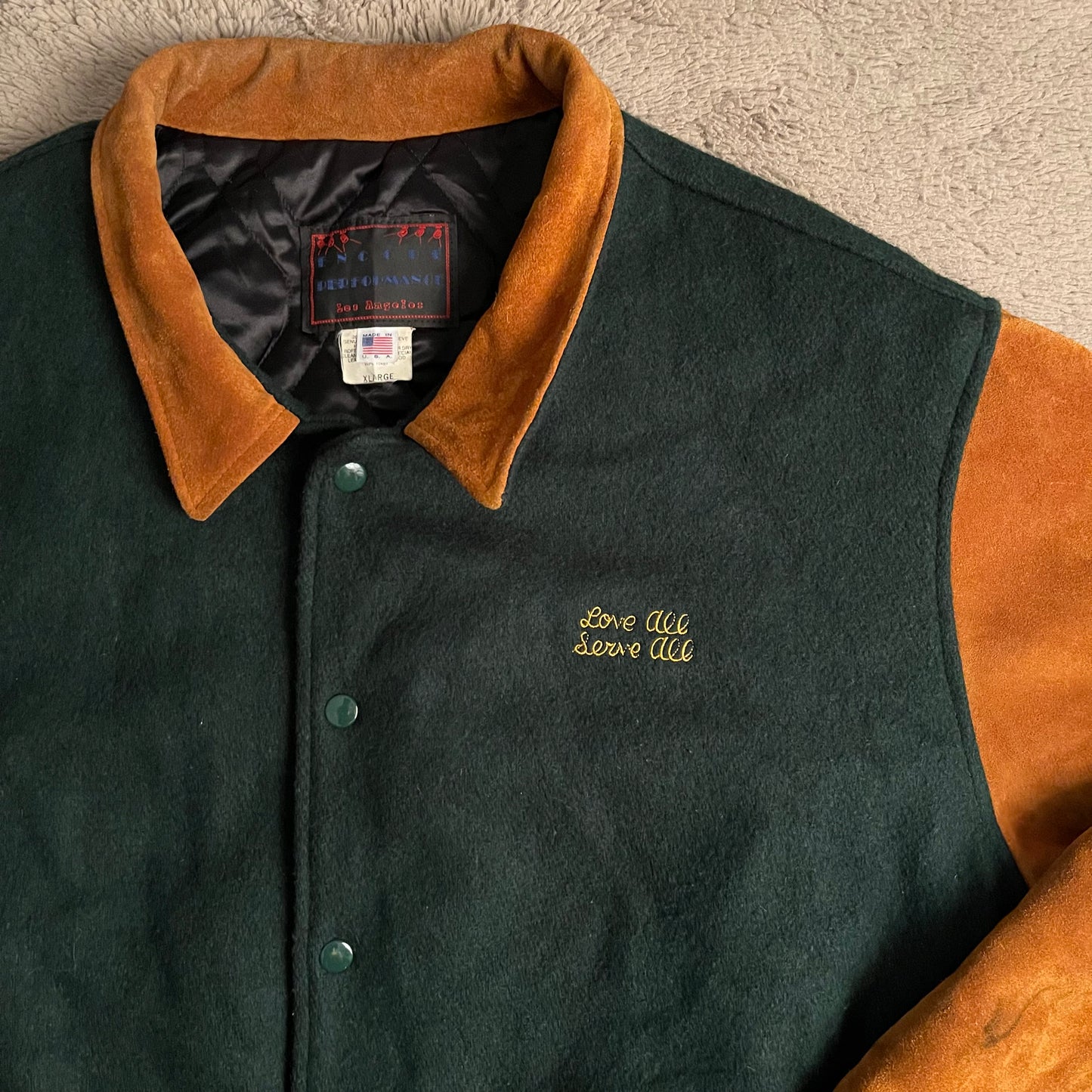 Vintage Hard Rock Suede Leather Bomber Jacket (XL)