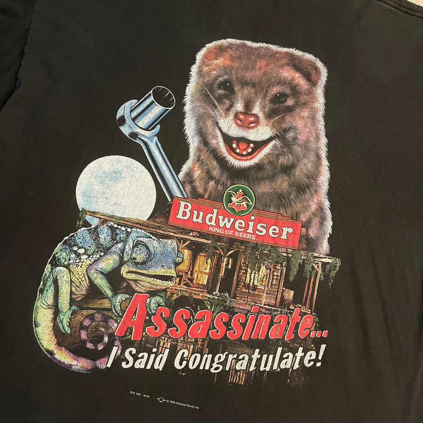 Vintage 1998 Budweiser The Ferret & Lizard Tee (2XL)