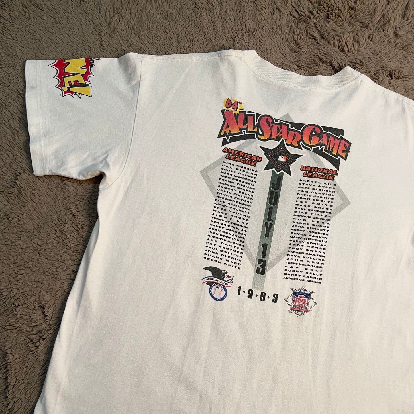 1993 MLB All Star Game Comic Caricature Vintage Tee (XL)