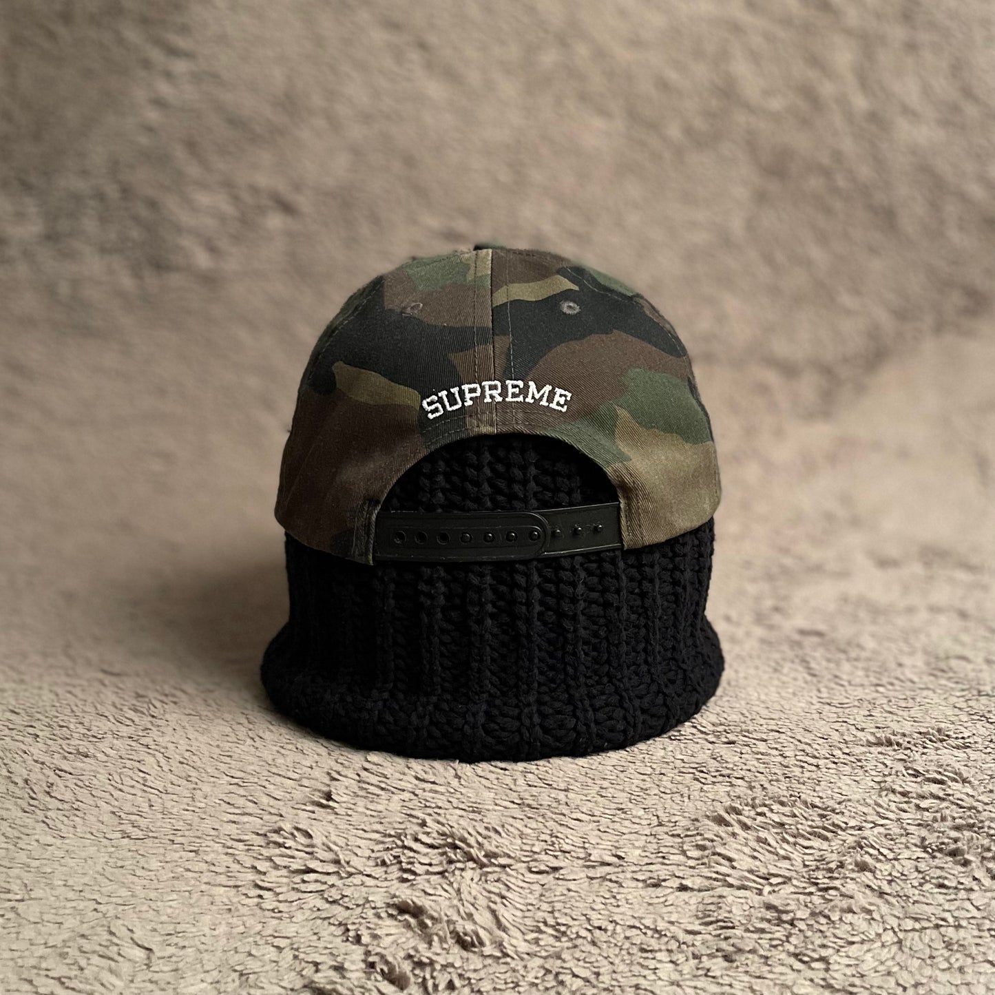 Supreme Overlay Hologram 5-Panel Cap Hat Woodland Camo