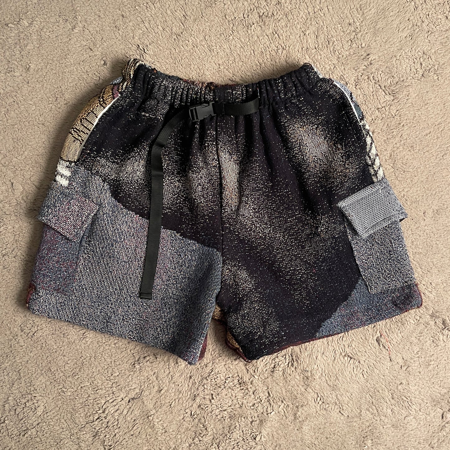Reworked Woven Tapestry Cargo Shorts (W36)