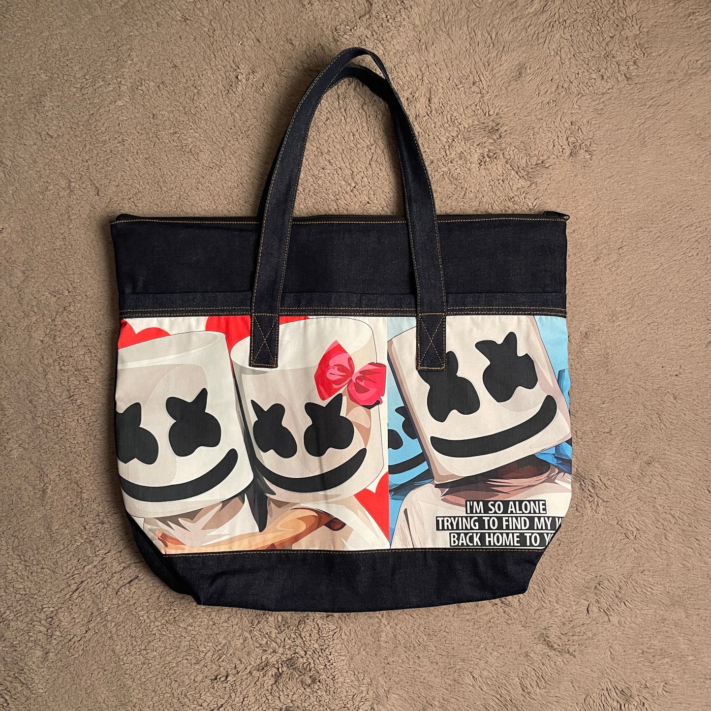 Marshmello Denim Art Bag