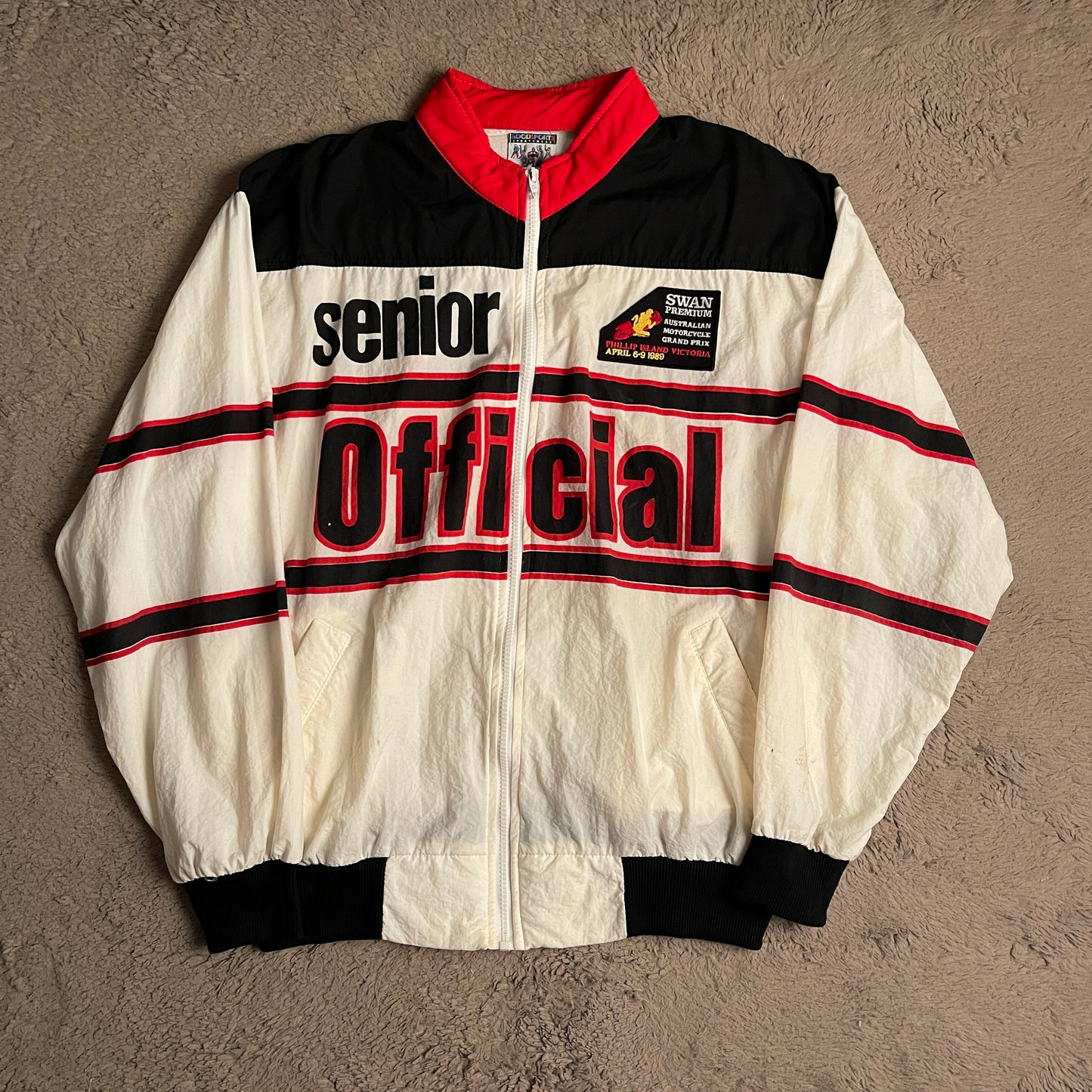 1989 Swan Premium Australian Motorcycle Grand Prix Vintage Windbreaker (L)