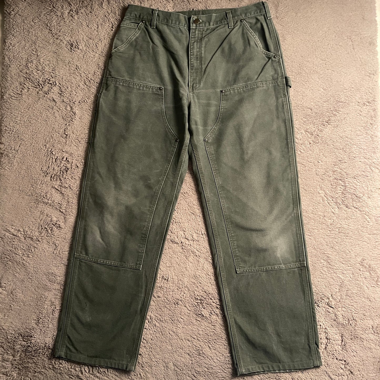 Green Carhartt Double Front Knee Pants (W35xL44)