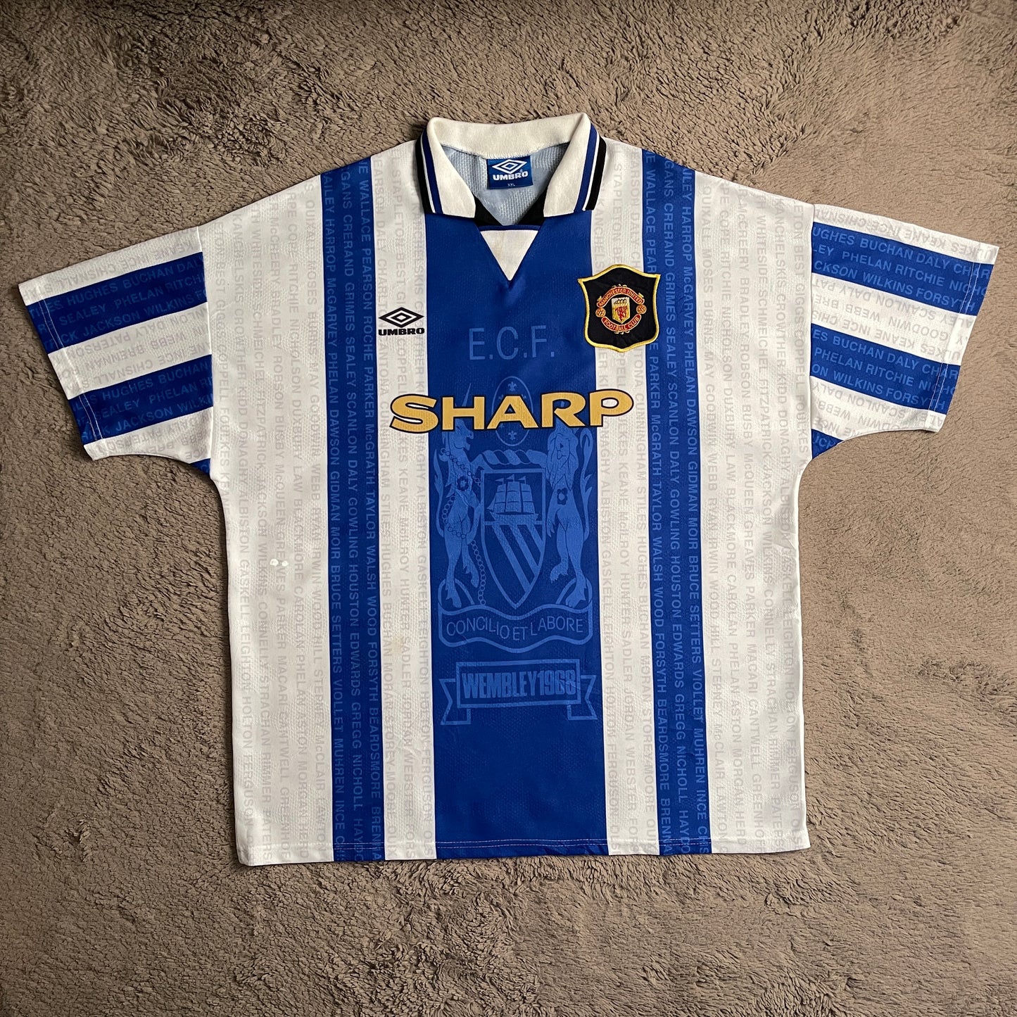 UMBRO 1994-96 Manchester United Third Shirt Sharpe (2XL)