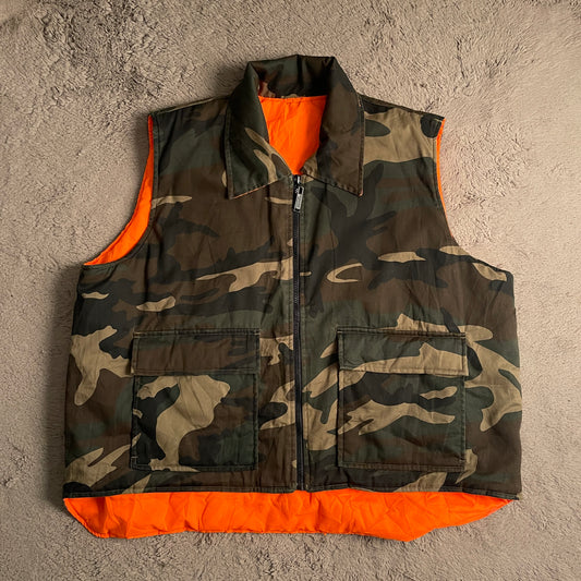 Reversible Camouflage & Orange Puffer Vest (L)