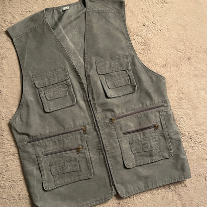 Stone Washed Multi-pocket Vest (XL)