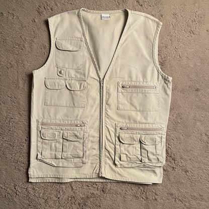 Sandy White Multi-pocket Vest (L)