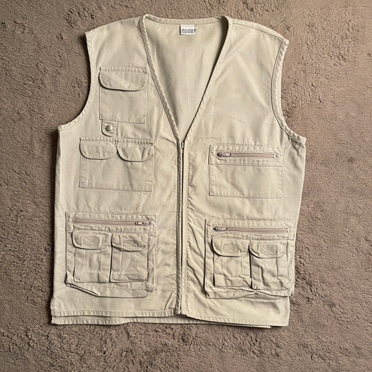 Sandy White Multi-pocket Vest (L)