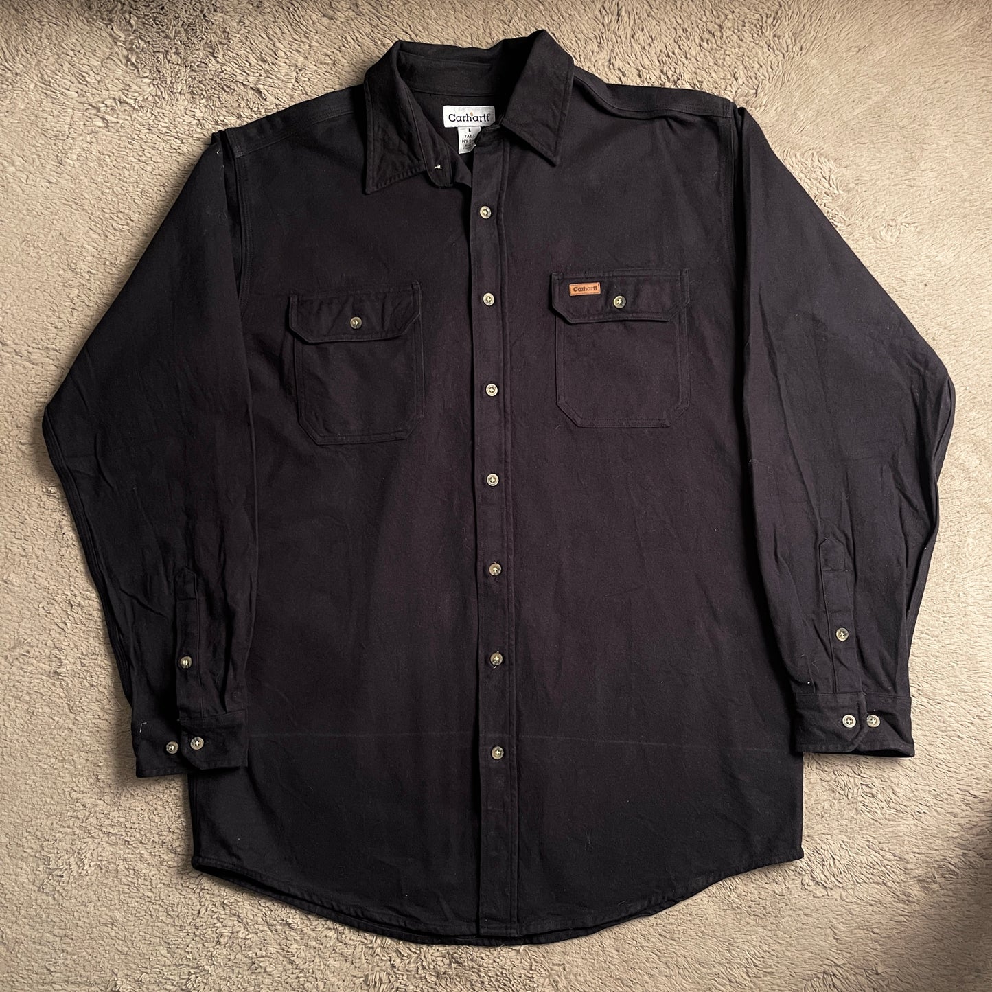 Carhartt Black Button Up Polo Tall Shirt (L)