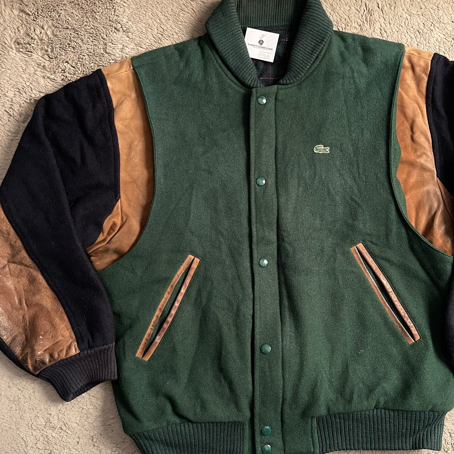 Vintage Lacoste Wool & Suede Bomber Jacket (L)