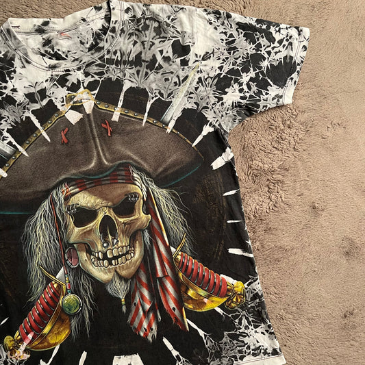 AOP Tie-dye Skull Print Tee (L)