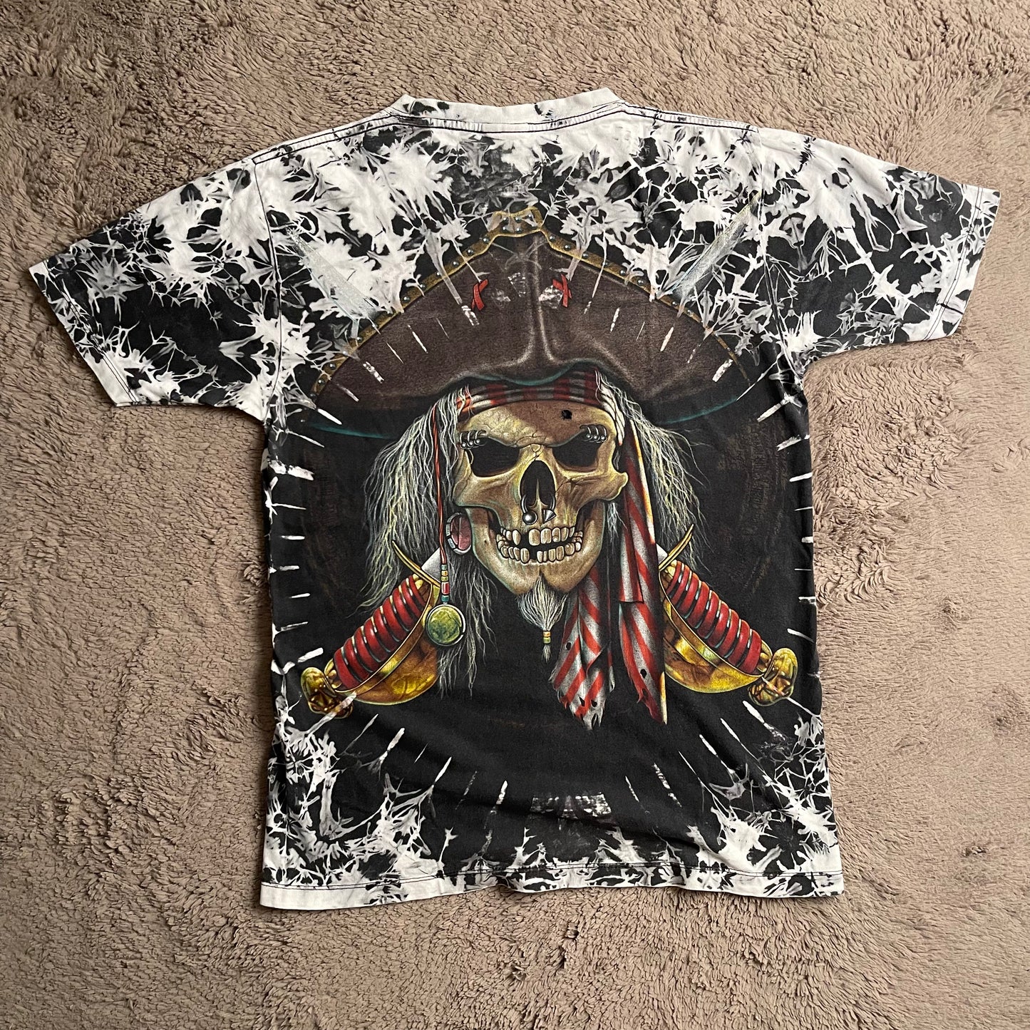 AOP Tie-dye Skull Print Tee (L)