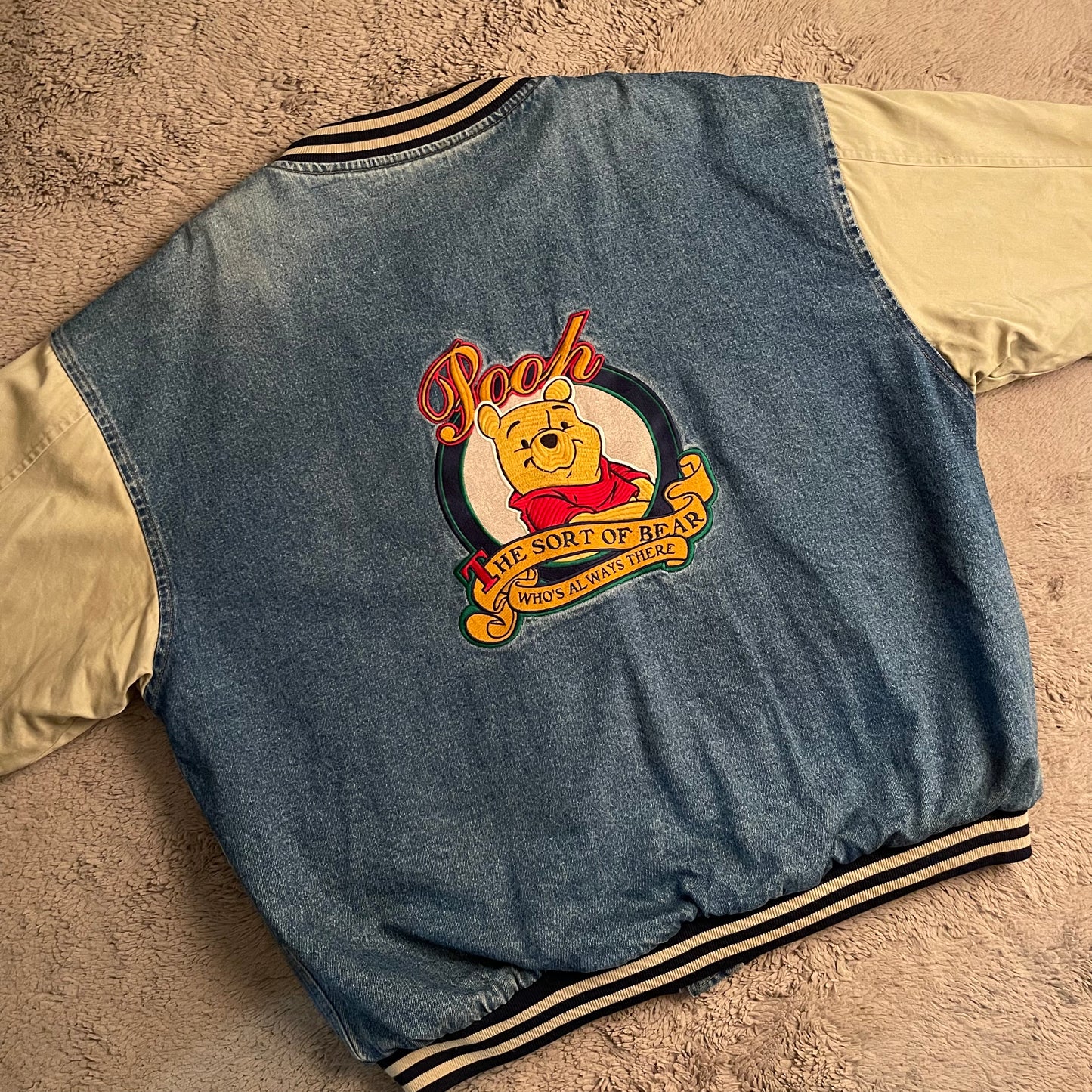 Vintage Winnie the Pooh Varsity Denim Jacket (XL)