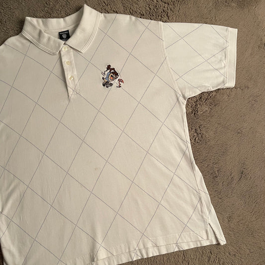 90s Looney Tunes Taz Vintage Argyle Polo (L)