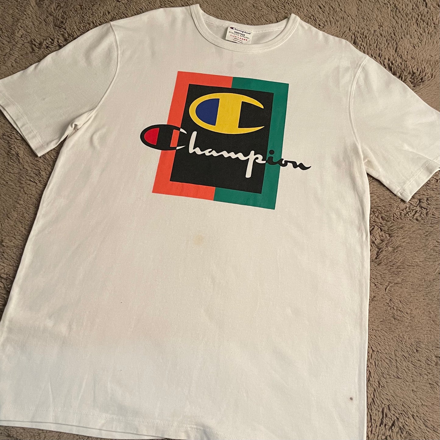 Champion Multicolor Box Logo Tee (L)