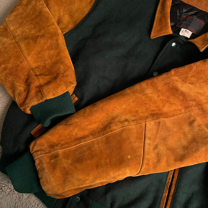 Vintage Hard Rock Suede Leather Bomber Jacket (XL)