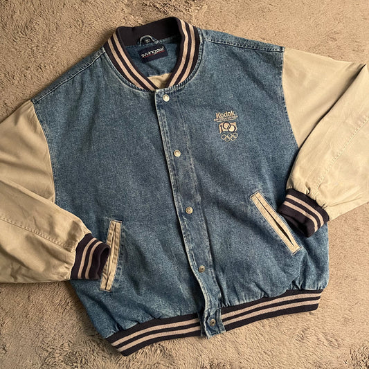 Vintage Kodak Denim Bomber Jacket (XL)