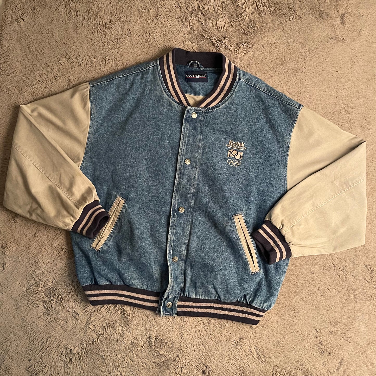 Vintage Kodak Denim Bomber Jacket (XL)