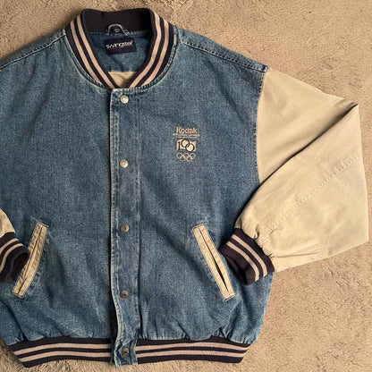 Vintage Kodak Denim Bomber Jacket (XL)