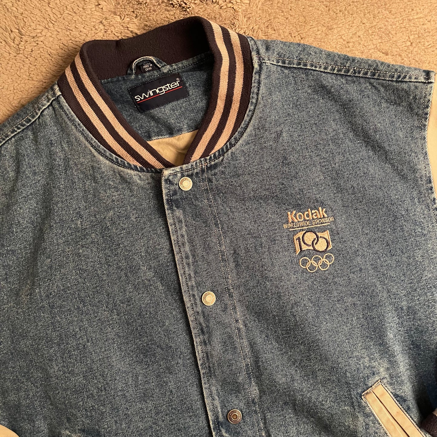 Vintage Kodak Denim Bomber Jacket (XL)