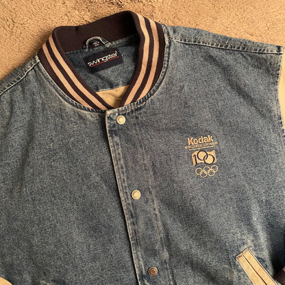 Vintage Kodak Denim Bomber Jacket (XL)