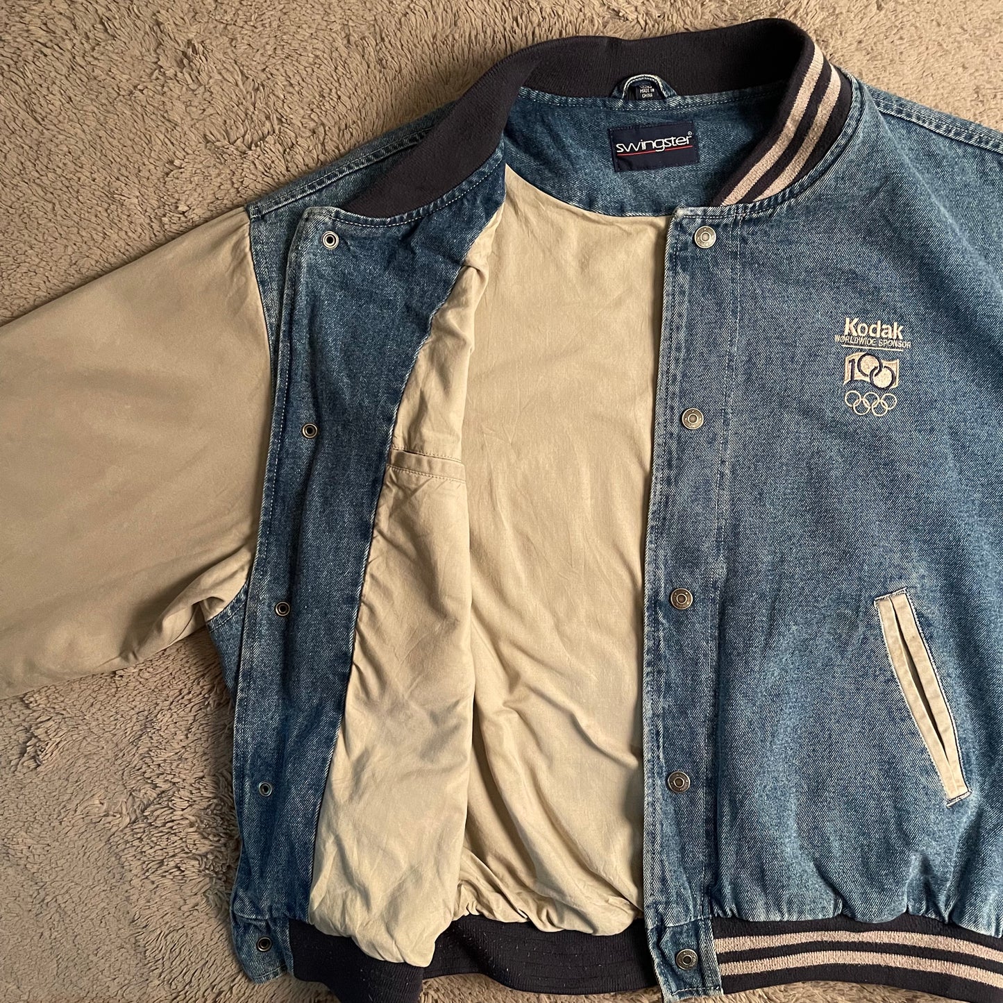 Vintage Kodak Denim Bomber Jacket (XL)