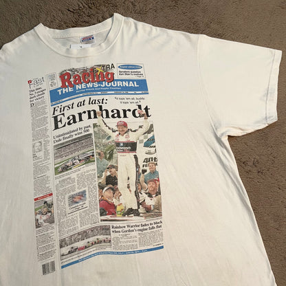 90s Nascar's Dale Earnhardt Newspaper Vintage Tee (2XL)