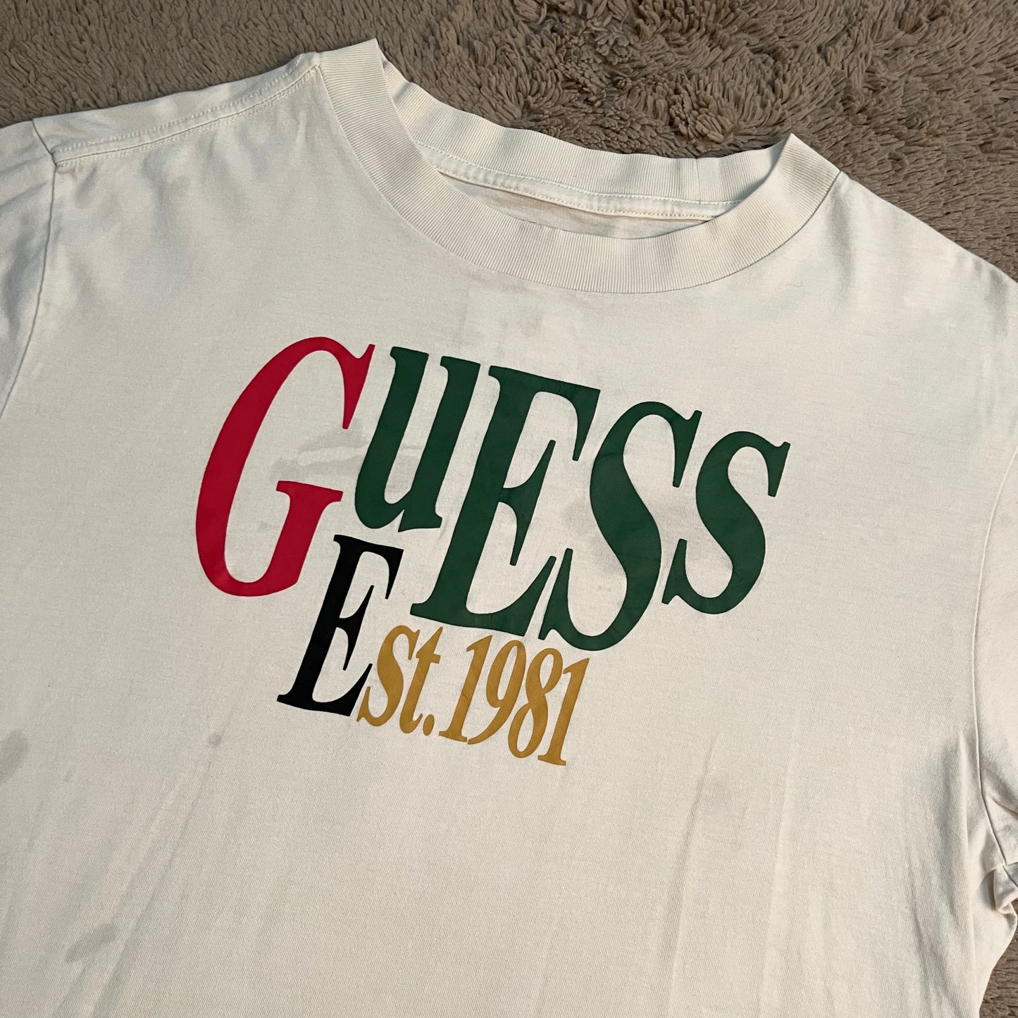 90s GUESS Stacked Logo Tee (M-L)