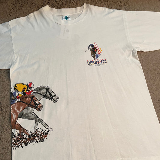 90s Horse Racing Graphic Vintage Tee (XL)