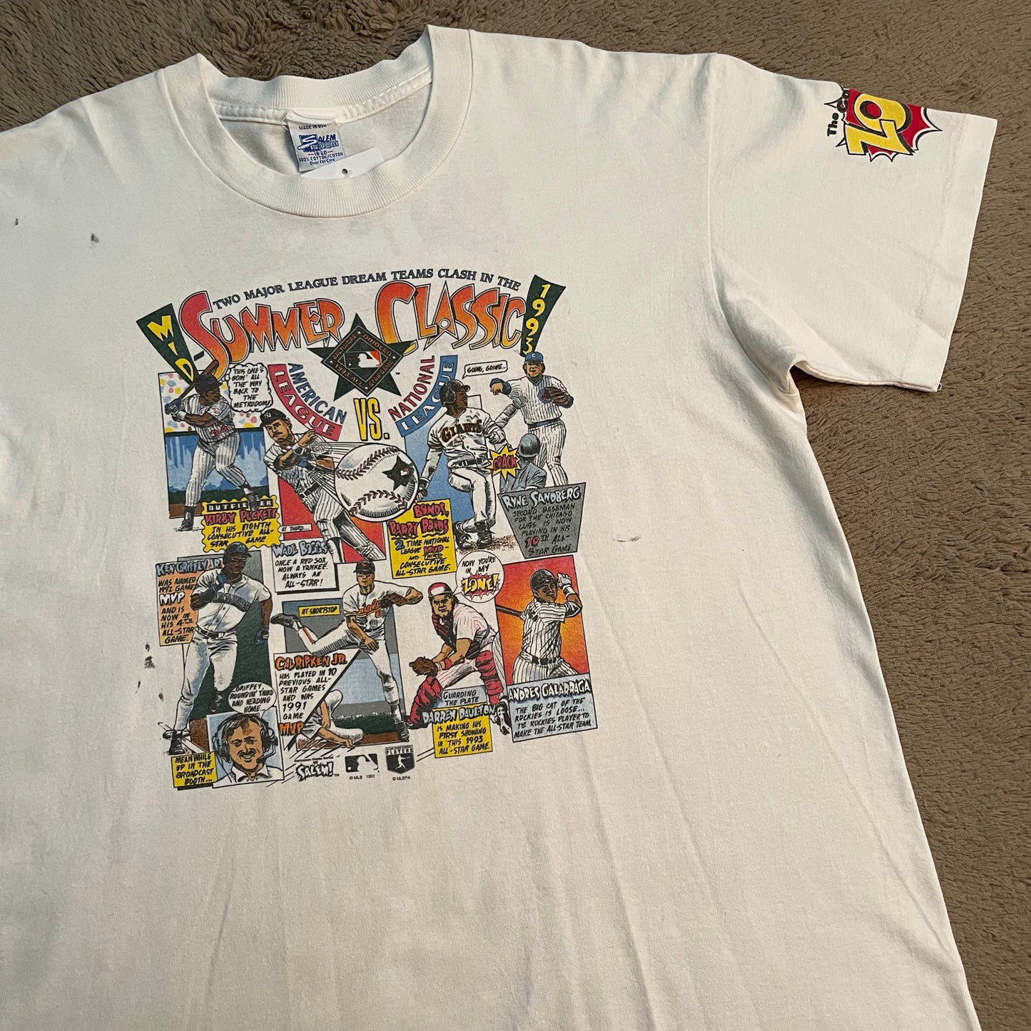 1993 MLB All Star Game Comic Caricature Vintage Tee (XL)