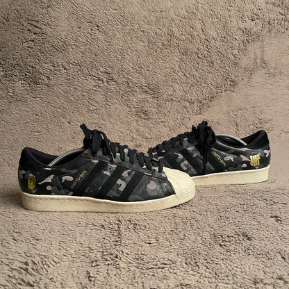 Adidas A Bathing Ape x Undeafeated x Superstar 80s "Black Camo" Sneakers